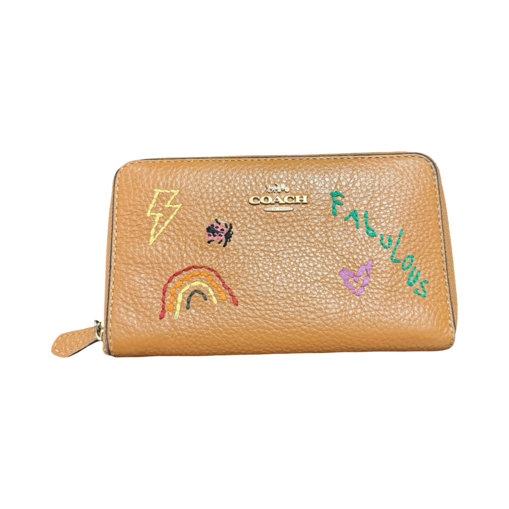 Coach Medium ID Zip Wallet With Diary Embroidery C9105